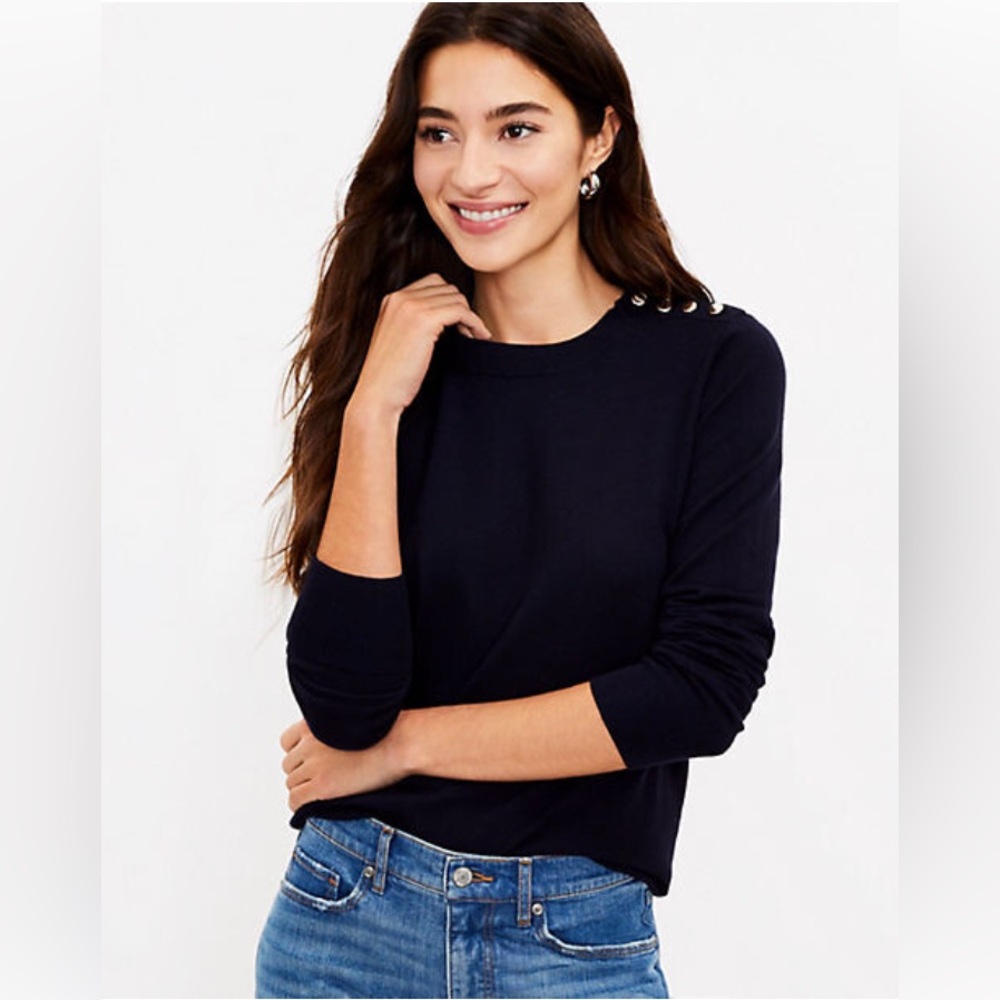 Shoulder Button Tunic Sweater from The LOFT